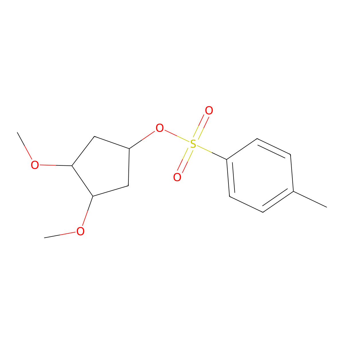 rac-(3R,4R)-3,4-dimethoxycyclopentyl 4-methylbenzene-1-sulfonate molecular structure, CAS 2803407-11-4
