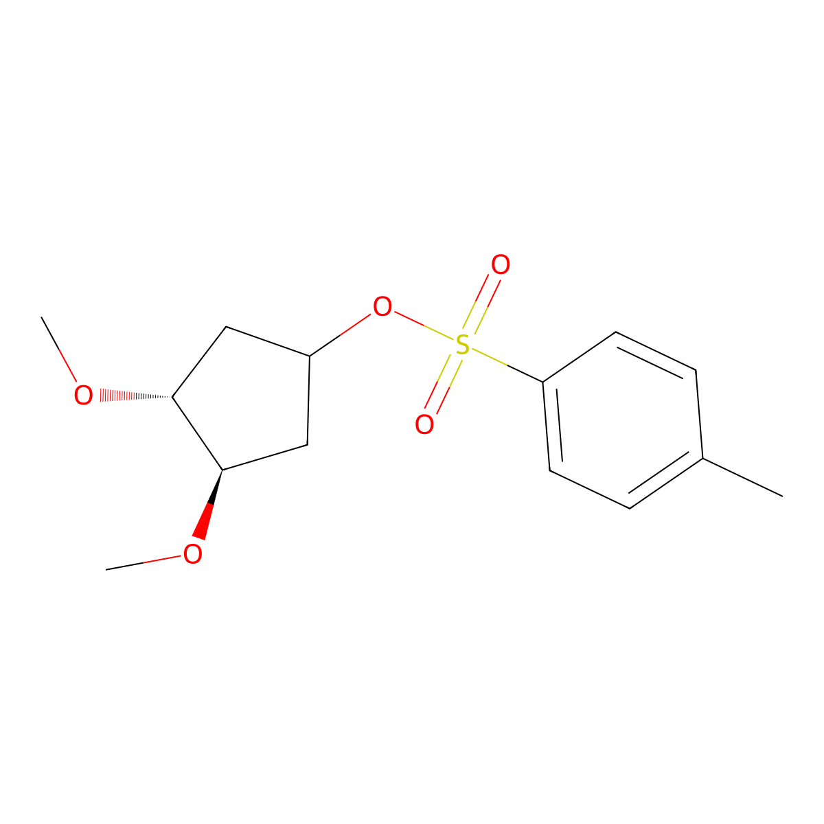 rac-(3R,4R)-3,4-dimethoxycyclopentyl 4-methylbenzene-1-sulfonate molecular structure, CAS 2803407-11-4