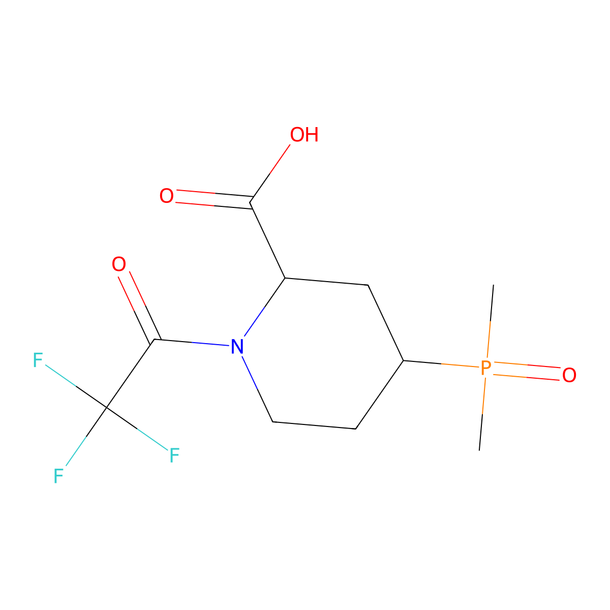 rac-(2R,4S)-4-(dimethylphosphoryl)-1-(2,2,2-trifluoroacetyl)piperidine-2-carboxylic acid molecular structure, CAS 2803407-41-0