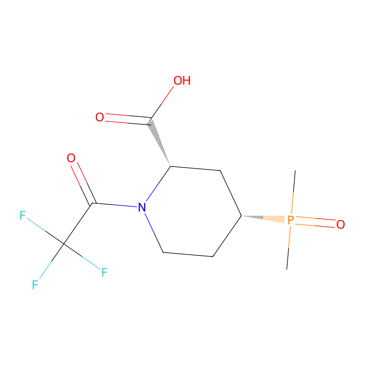 rac-(2R,4S)-4-(dimethylphosphoryl)-1-(2,2,2-trifluoroacetyl)piperidine-2-carboxylic acid molecular structure, CAS 2803407-41-0