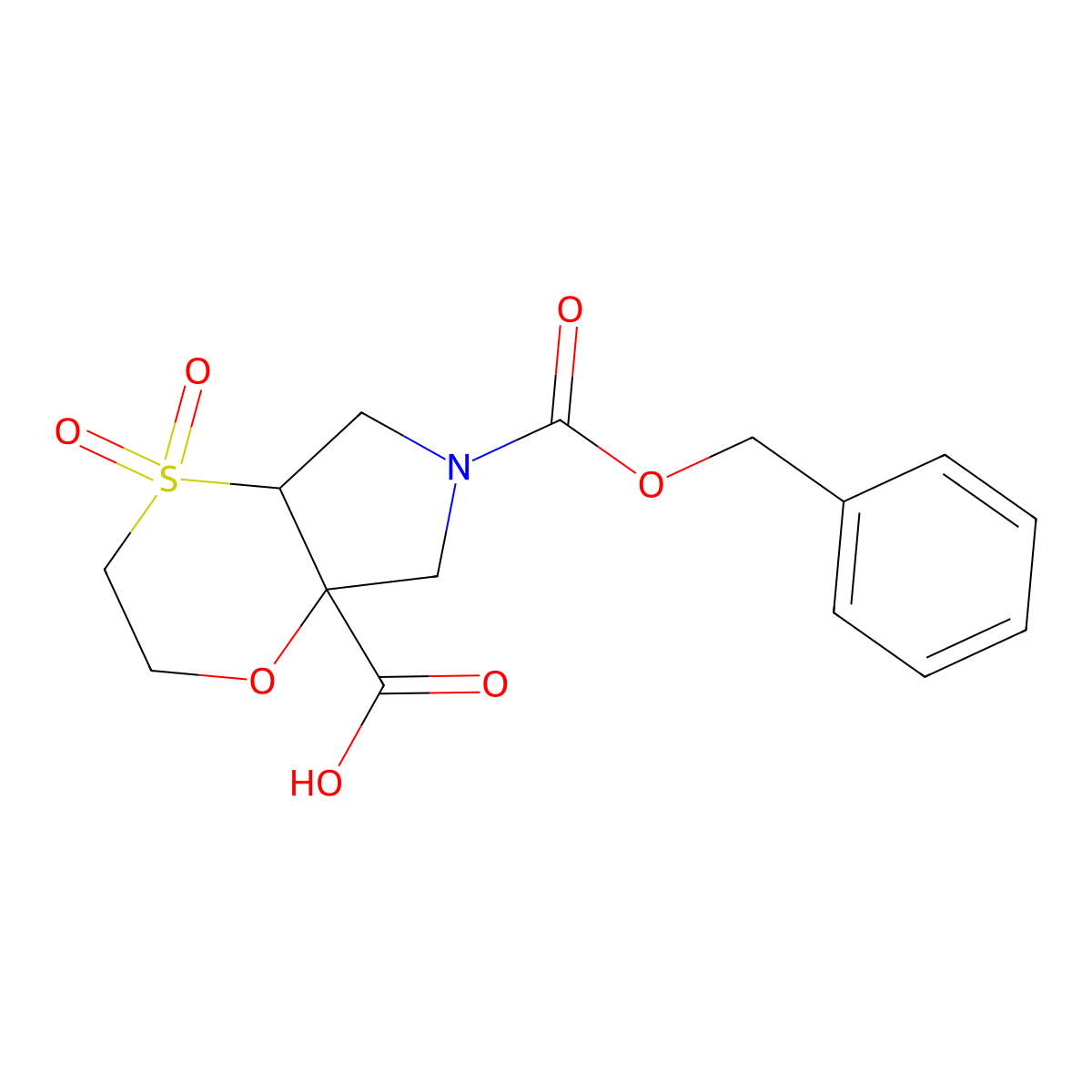 rac-(4aR,7aR)-6-[(benzyloxy)carbonyl]-4,4-dioxo-hexahydro-2H-4lambda6-[1,4]oxathiino[2,3-c]pyrrole-7a-carboxylic acid molecular structure, CAS 2803407-68-1