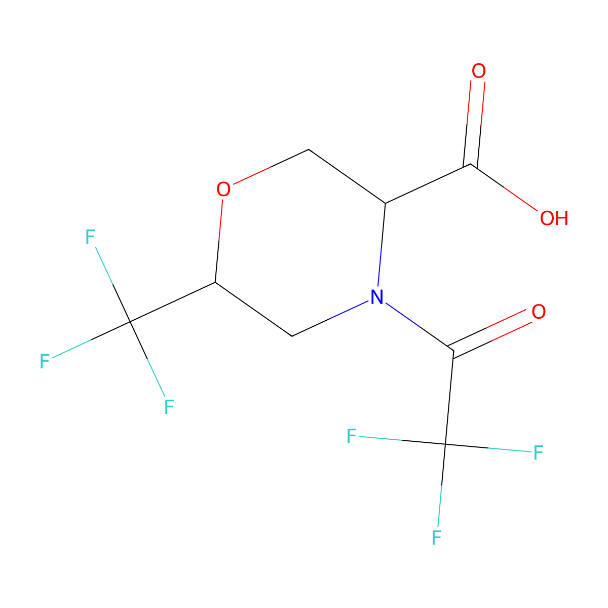 rac-(3R,6R)-4-(2,2,2-trifluoroacetyl)-6-(trifluoromethyl)morpholine-3-carboxylic acid molecular structure, CAS 2803407-74-9