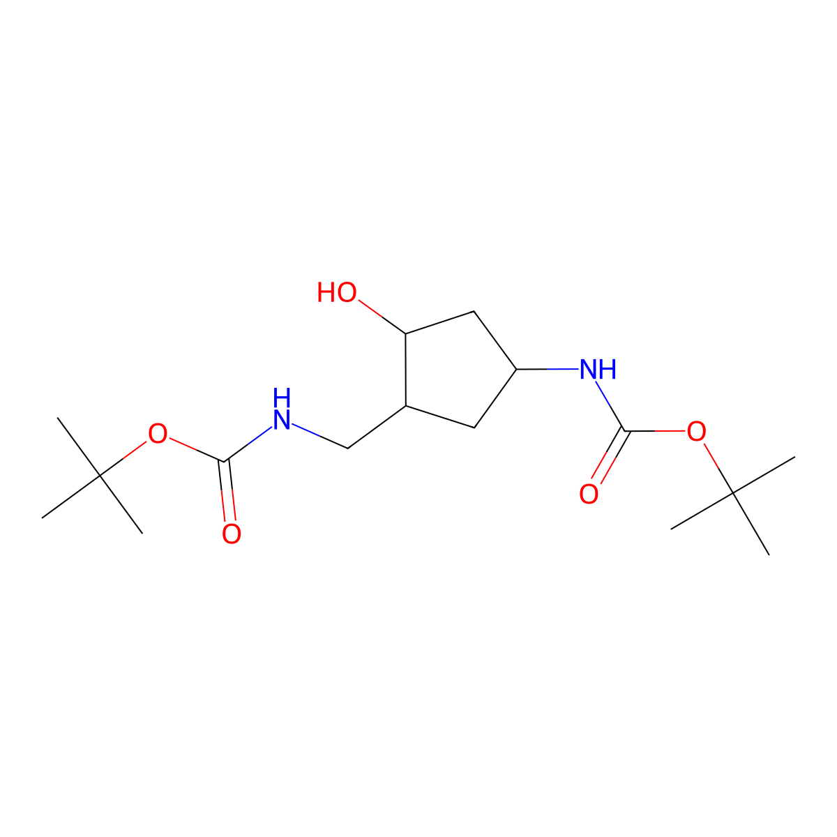 rac-tert-butyl N-[(1R,3S,4S)-3-({[(tert-butoxy)carbonyl]amino}methyl)-4-hydroxycyclopentyl]carbamate molecular structure, CAS 2803407-75-0