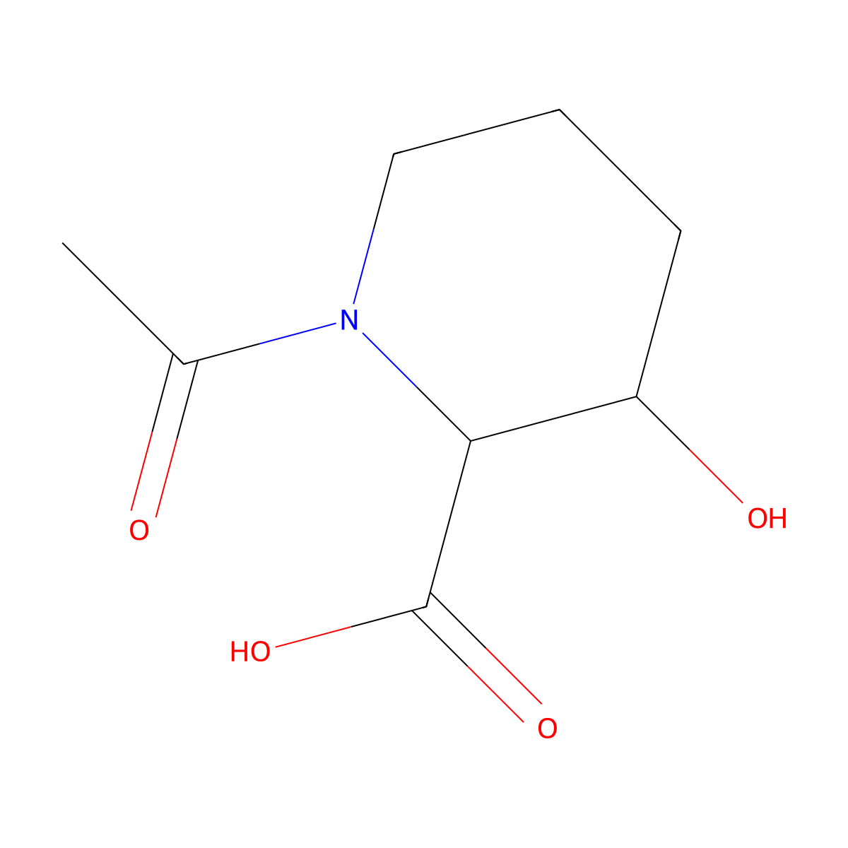 rac-(2R,3S)-1-acetyl-3-hydroxypiperidine-2-carboxylic acid molecular structure, CAS 2803408-72-0