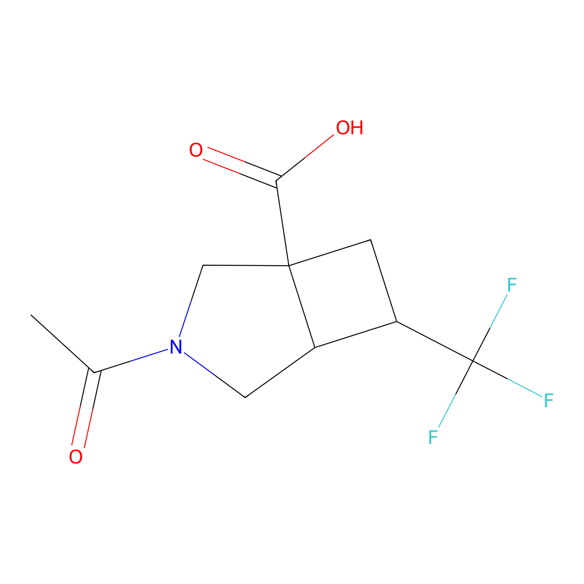 rac-(1R,5R,6S)-3-acetyl-6-(trifluoromethyl)-3-azabicyclo[3.2.0]heptane-1-carboxylic acid molecular structure, CAS 2803409-54-1