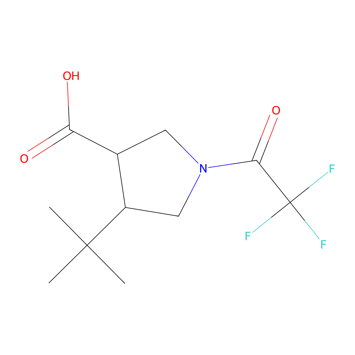 rac-(3R,4S)-4-tert-butyl-1-(2,2,2-trifluoroacetyl)pyrrolidine-3-carboxylic acid molecular structure, CAS 2803410-80-0