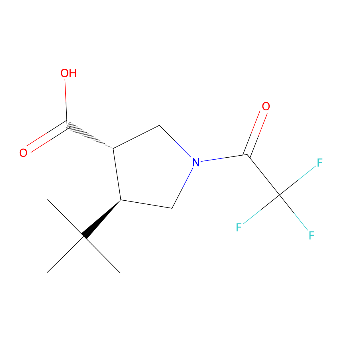 rac-(3R,4S)-4-tert-butyl-1-(2,2,2-trifluoroacetyl)pyrrolidine-3-carboxylic acid molecular structure, CAS 2803410-80-0
