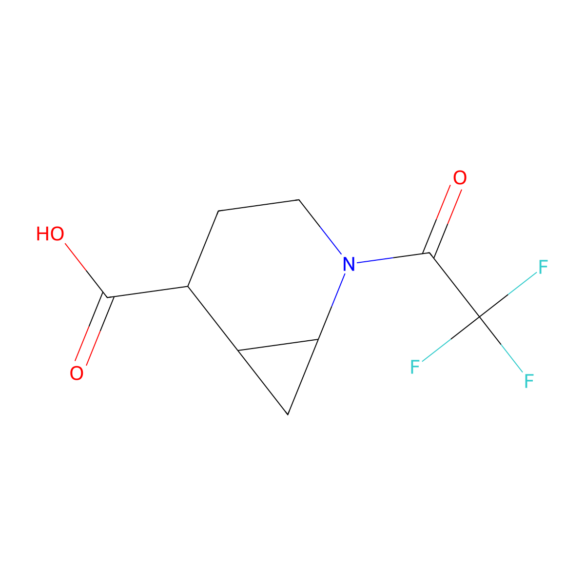 rac-(1R,5R,6R)-2-(2,2,2-trifluoroacetyl)-2-azabicyclo[4.1.0]heptane-5-carboxylic acid molecular structure, CAS 2803410-81-1