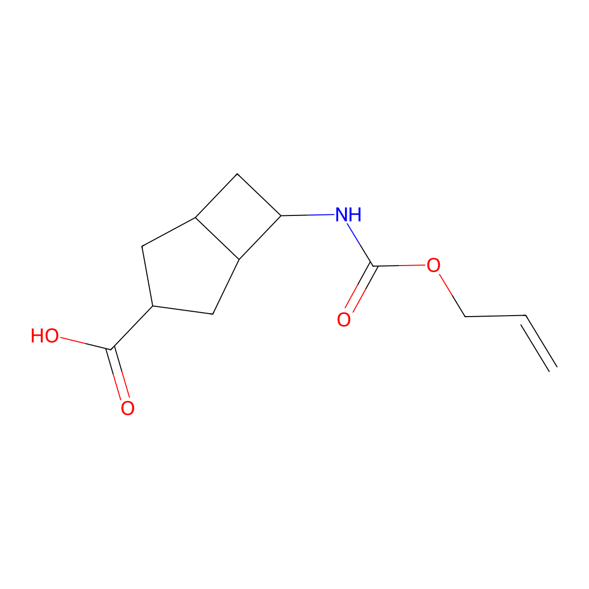 rac-(1R,3S,5R,6S)-6-{[(prop-2-en-1-yloxy)carbonyl]amino}bicyclo[3.2.0]heptane-3-carboxylic acid molecular structure, CAS 2803411-29-0