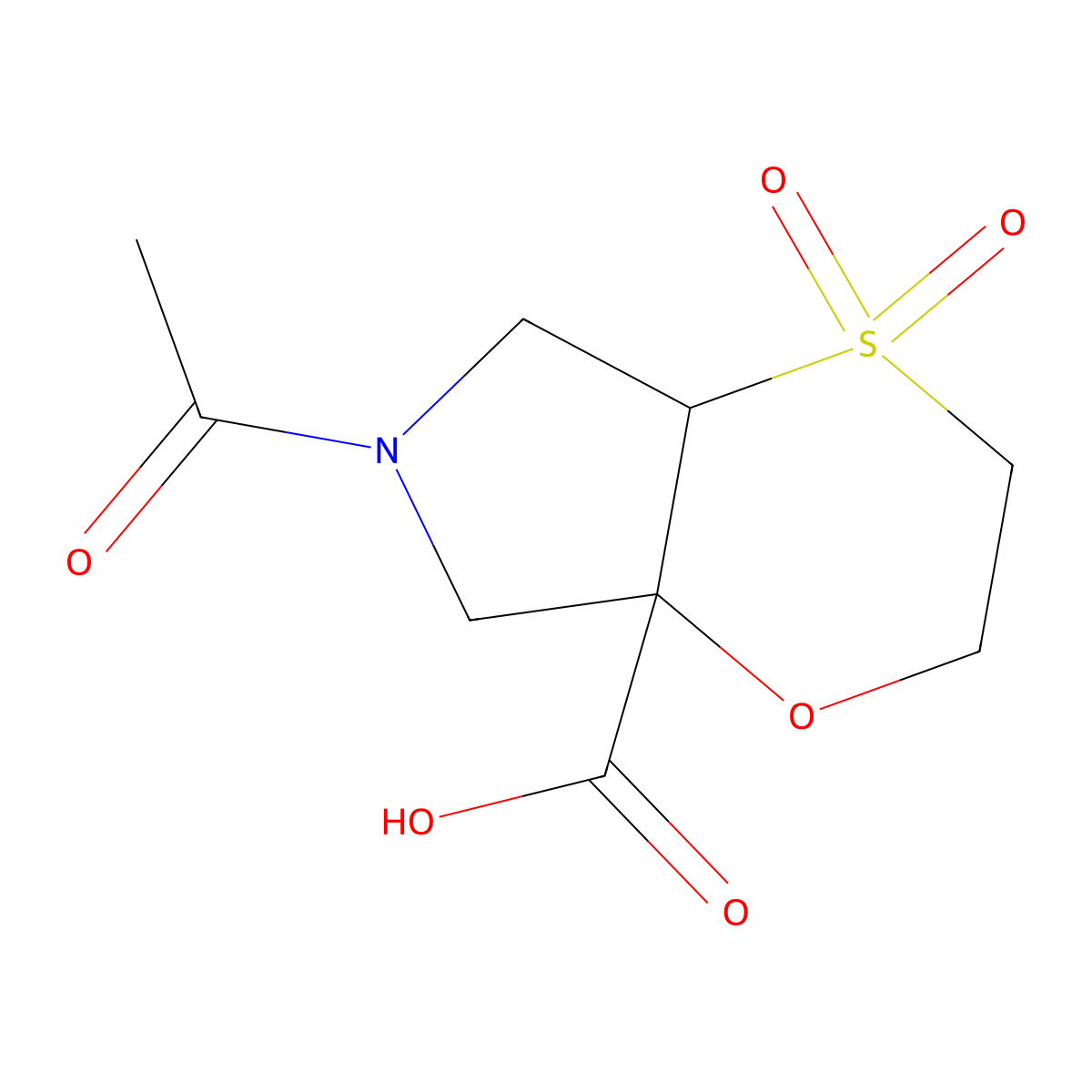 rac-(4aR,7aR)-6-acetyl-4,4-dioxo-hexahydro-2H-4lambda6-[1,4]oxathiino[2,3-c]pyrrole-7a-carboxylic acid molecular structure, CAS 2803411-68-7