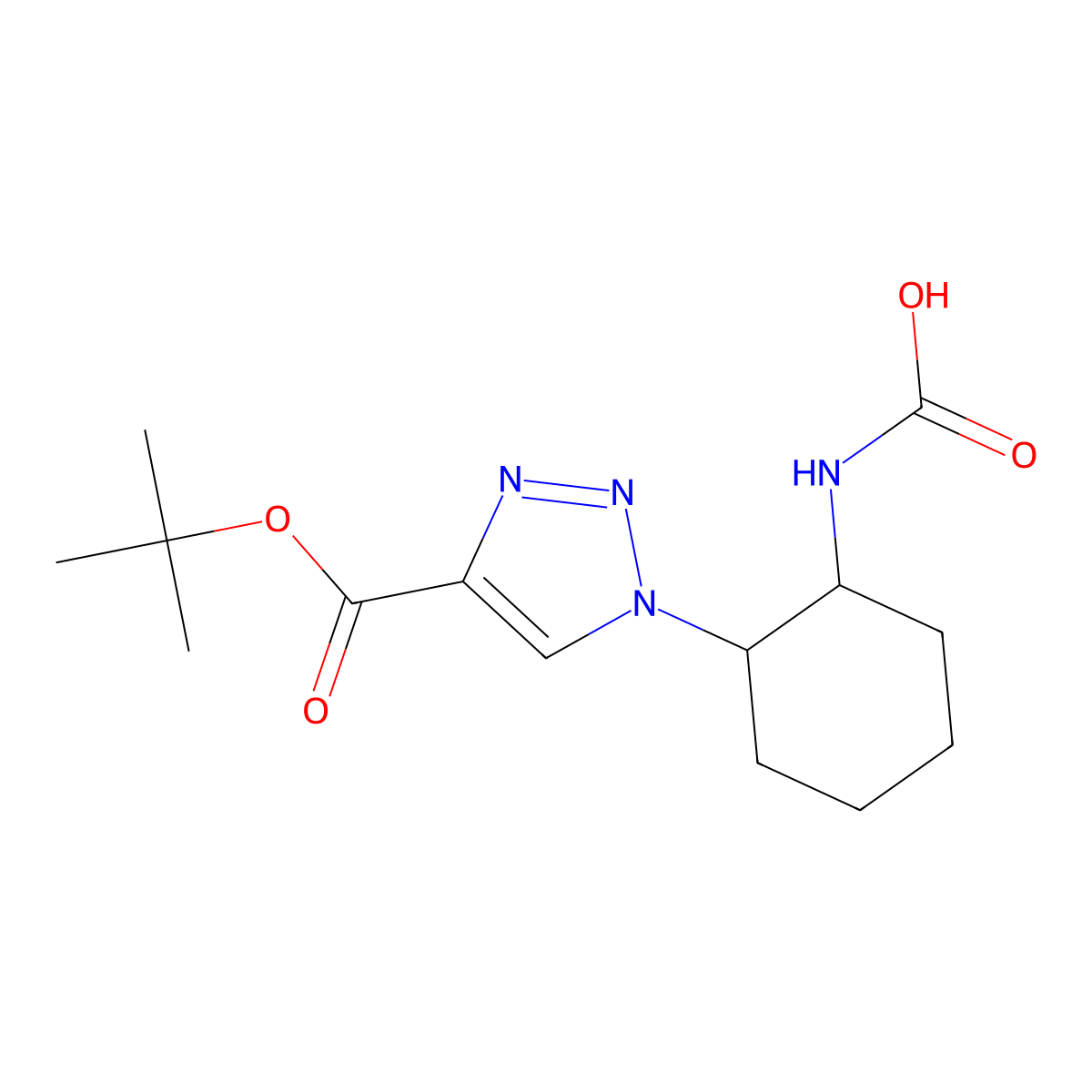 rac-[(1R,2S)-2-{4-[(tert-butoxy)carbonyl]-1H-1,2,3-triazol-1-yl}cyclohexyl]carbamic acid molecular structure, CAS 2803412-47-5