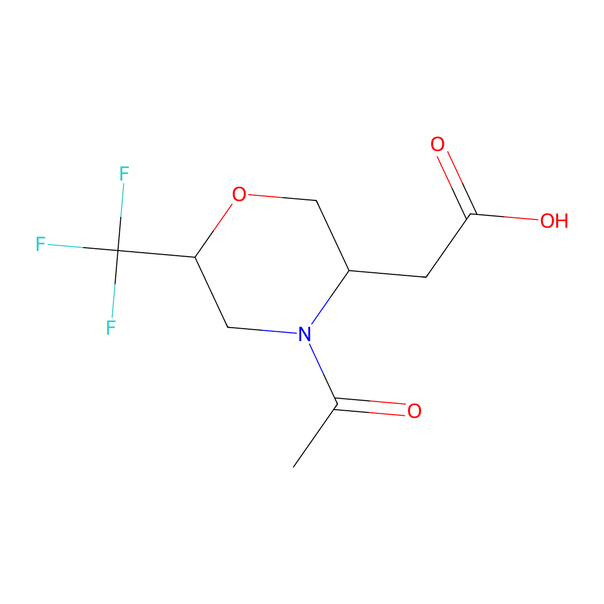 rac-2-[(3R,6R)-4-acetyl-6-(trifluoromethyl)morpholin-3-yl]acetic acid molecular structure, CAS 2803412-89-5