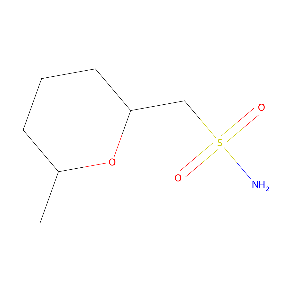 rac-[(2R,6S)-6-methyloxan-2-yl]methanesulfonamide molecular structure, CAS 2803414-20-0