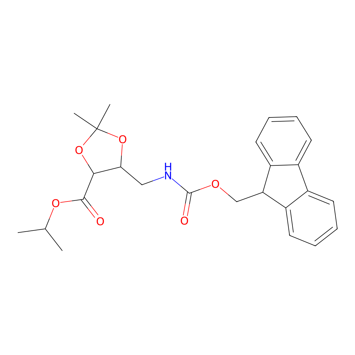 rac-propan-2-yl (4R,5S)-5-[({[(9H-fluoren-9-yl)methoxy]carbonyl}amino)methyl]-2,2-dimethyl-1,3-dioxolane-4-carboxylate molecular structure, CAS 2803415-43-0