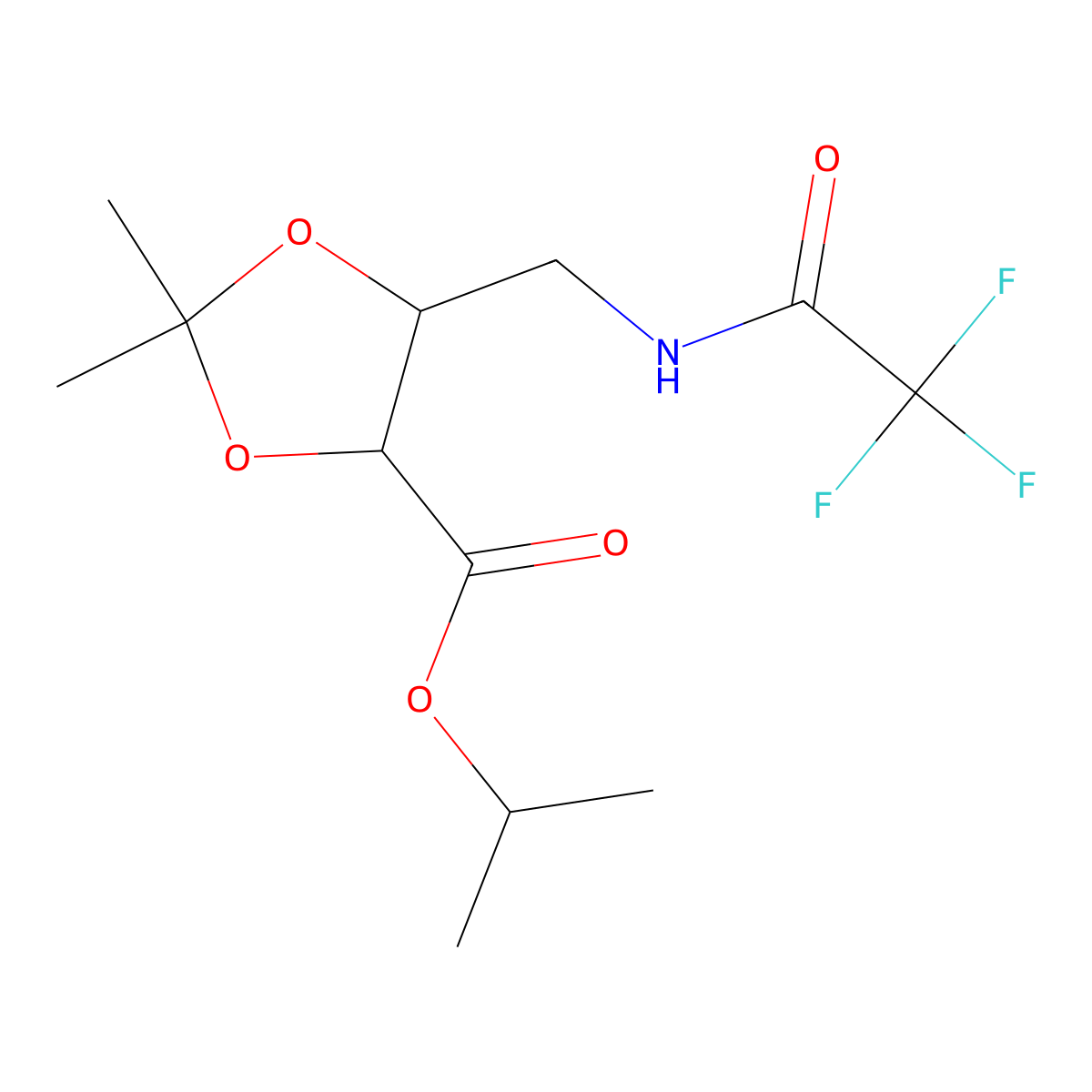 rac-propan-2-yl (4R,5S)-2,2-dimethyl-5-[(2,2,2-trifluoroacetamido)methyl]-1,3-dioxolane-4-carboxylate molecular structure, CAS 2803415-95-2