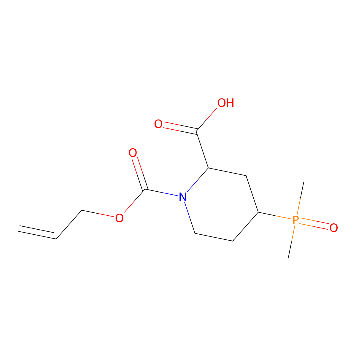rac-(2R,4S)-4-(dimethylphosphoryl)-1-[(prop-2-en-1-yloxy)carbonyl]piperidine-2-carboxylic acid molecular structure, CAS 2803416-88-6