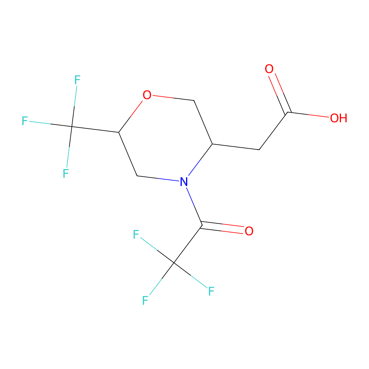rac-2-[(3R,6R)-4-(2,2,2-trifluoroacetyl)-6-(trifluoromethyl)morpholin-3-yl]acetic acid molecular structure, CAS 2803417-14-1