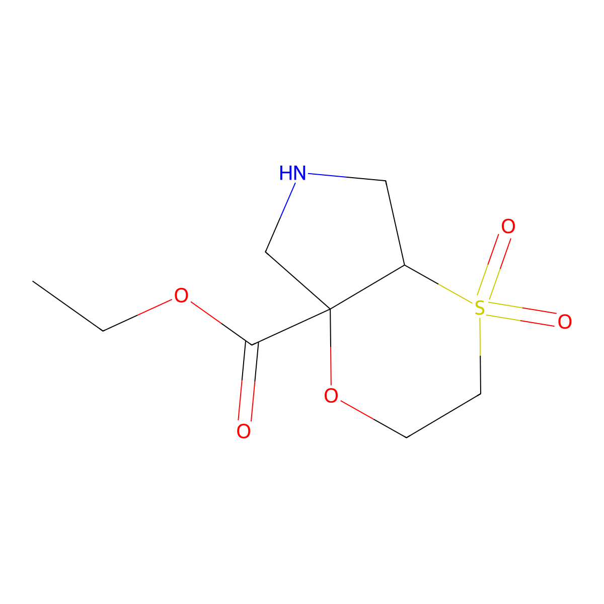 rac-ethyl (4aR,7aR)-4,4-dioxo-hexahydro-2H-4lambda6-[1,4]oxathiino[2,3-c]pyrrole-7a-carboxylate molecular structure, CAS 2803417-25-4