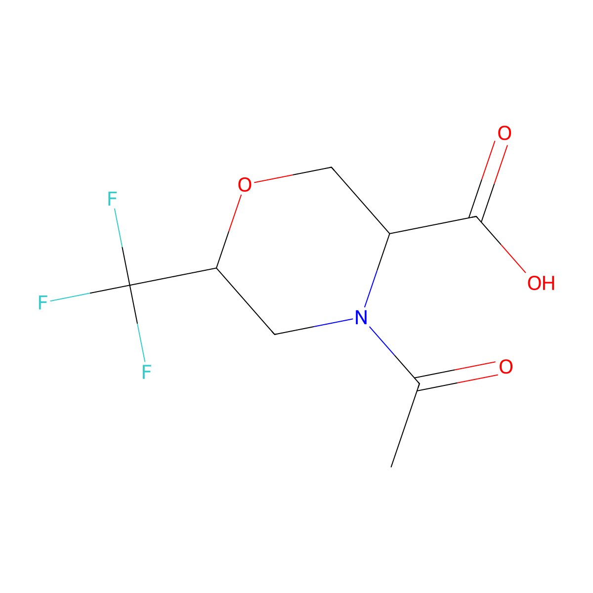 rac-(3R,6S)-4-acetyl-6-(trifluoromethyl)morpholine-3-carboxylic acid molecular structure, CAS 2803417-33-4