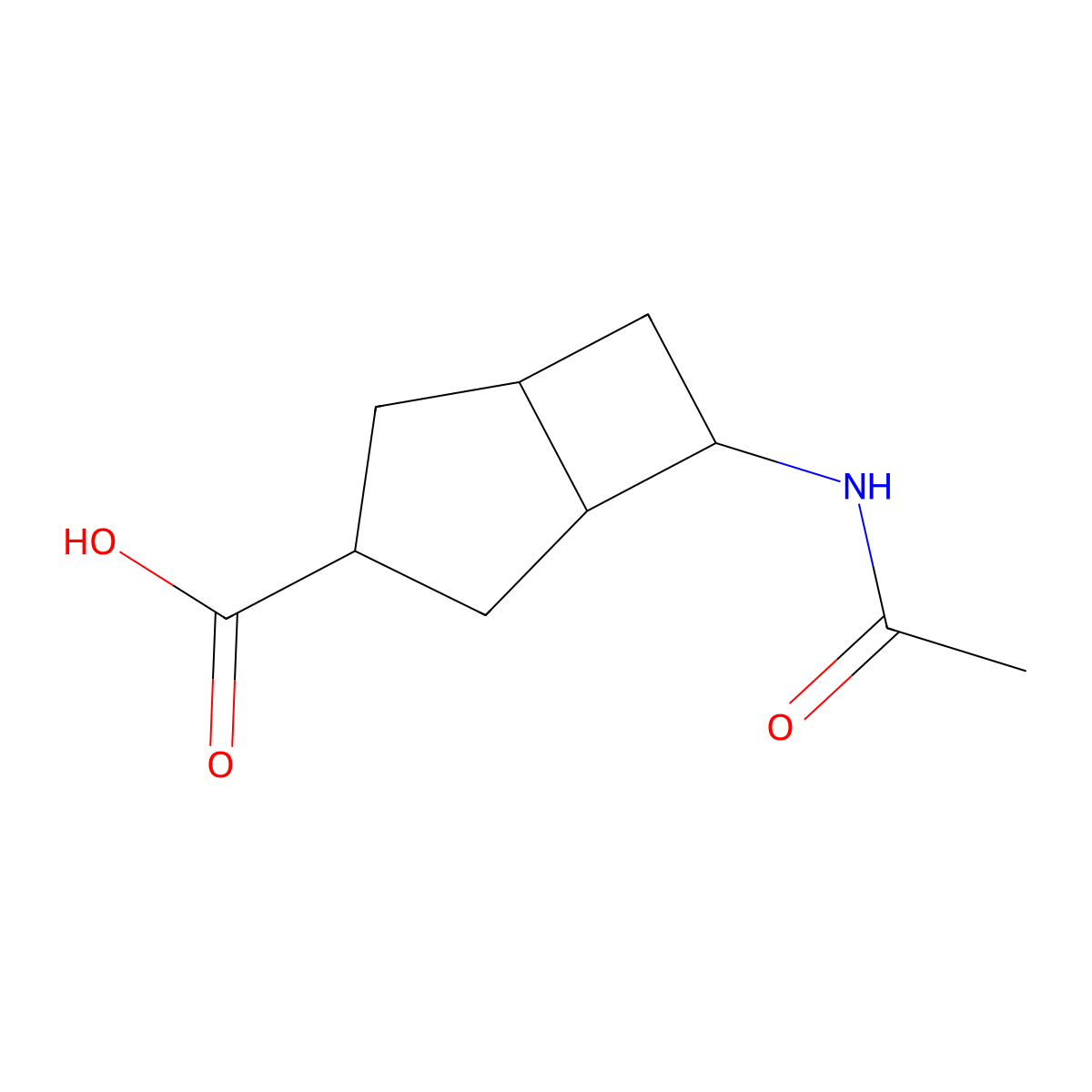rac-(1R,3S,5R,6S)-6-acetamidobicyclo[3.2.0]heptane-3-carboxylic acid molecular structure, CAS 2803417-92-5