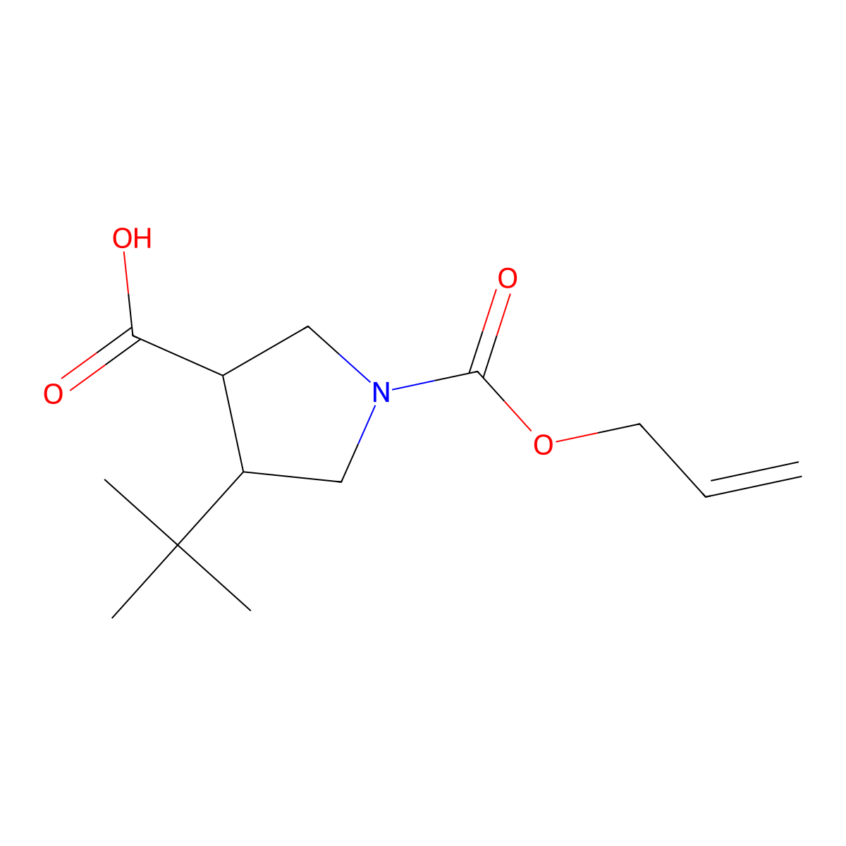 rac-(3R,4S)-4-tert-butyl-1-[(prop-2-en-1-yloxy)carbonyl]pyrrolidine-3-carboxylic acid molecular structure, CAS 2803418-71-3