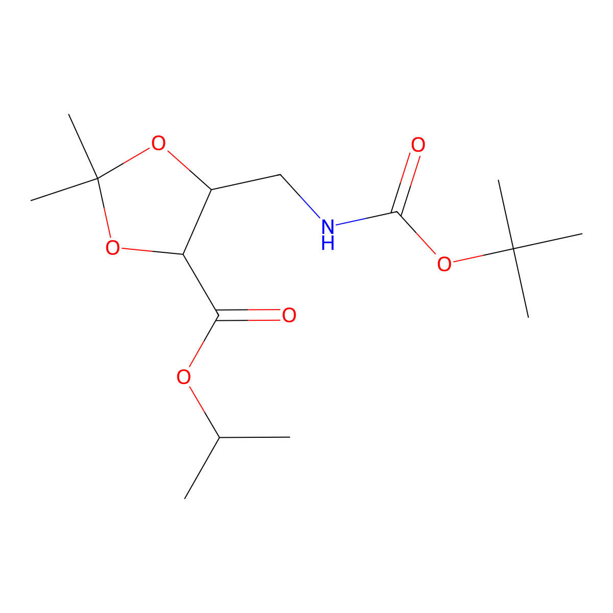 rac-propan-2-yl (4R,5S)-5-({[(tert-butoxy)carbonyl]amino}methyl)-2,2-dimethyl-1,3-dioxolane-4-carboxylate molecular structure, CAS 2803419-14-7
