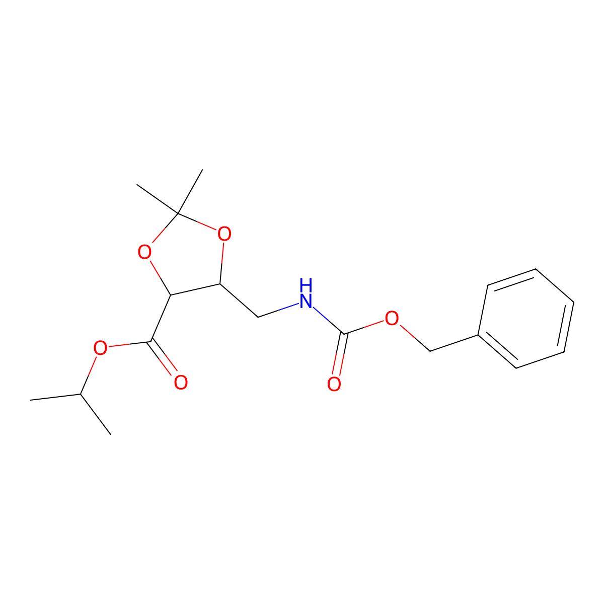rac-propan-2-yl (4R,5S)-5-({[(benzyloxy)carbonyl]amino}methyl)-2,2-dimethyl-1,3-dioxolane-4-carboxylate molecular structure, CAS 2803419-82-9