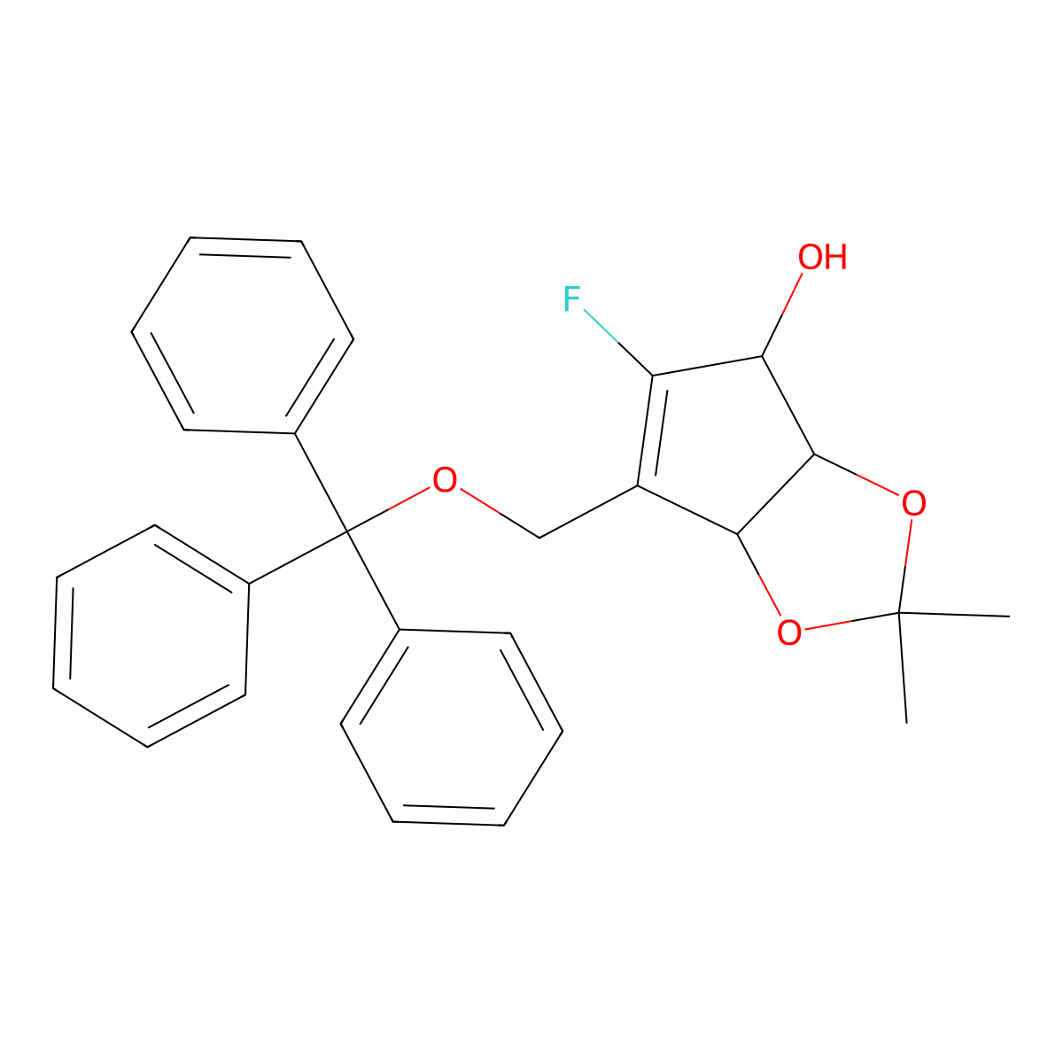(3aS,4S,6aR)-5-fluoro-2,2-dimethyl-6-((trityloxy)methyl)-4,6a-dihydro-3aH-cyclopenta[d][1,3]dioxol-4-ol molecular structure, CAS 2803420-60-0