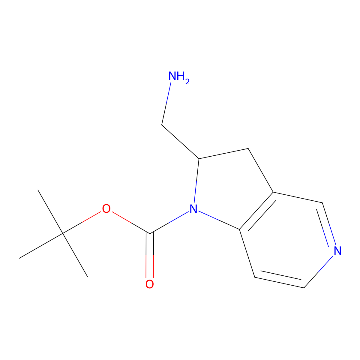 tert-butyl (2S)-2-(aminomethyl)-1H,2H,3H-pyrrolo[3,2-c]pyridine-1-carboxylate molecular structure, CAS 2803420-64-4