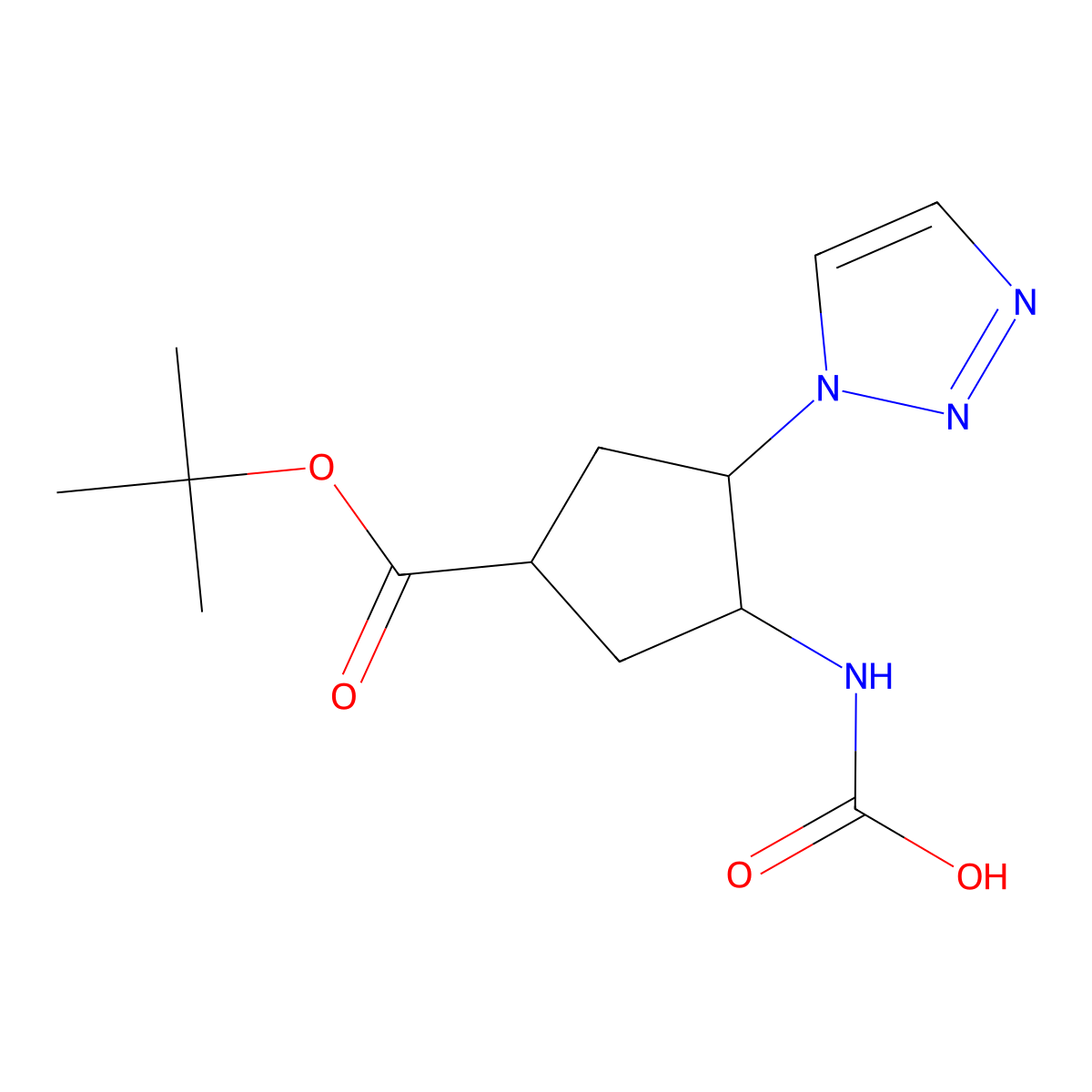 rac-[(1R,2S)-4-[(tert-butoxy)carbonyl]-2-(1H-1,2,3-triazol-1-yl)cyclopentyl]carbamic acid molecular structure, CAS 2803444-26-8