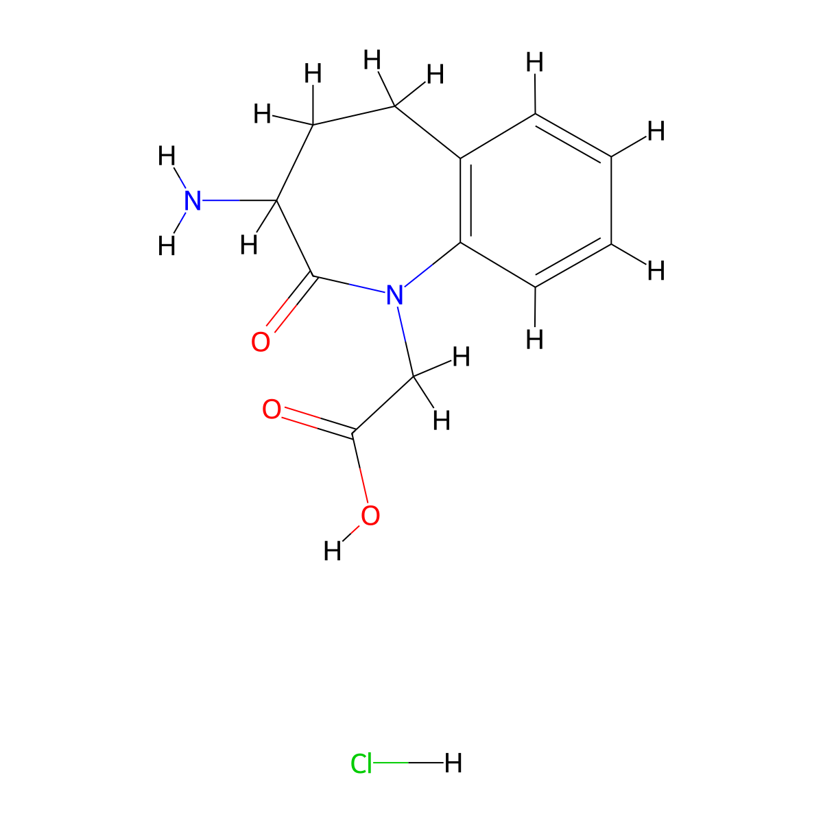 2-(3-Amino-2-oxo-2,3,4,5-tetrahydro-1H-benzo[B]azepin-1-YL)acetic acid hydrochloride molecular structure, CAS 2803445-72-7