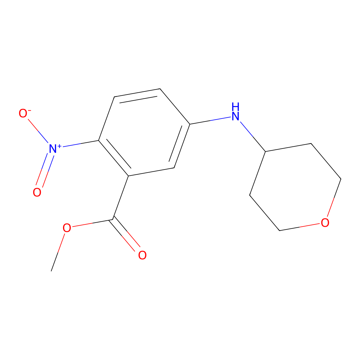 Methyl 2-nitro-5-(oxan-4-ylamino)benzoate molecular structure, CAS 2803451-56-9