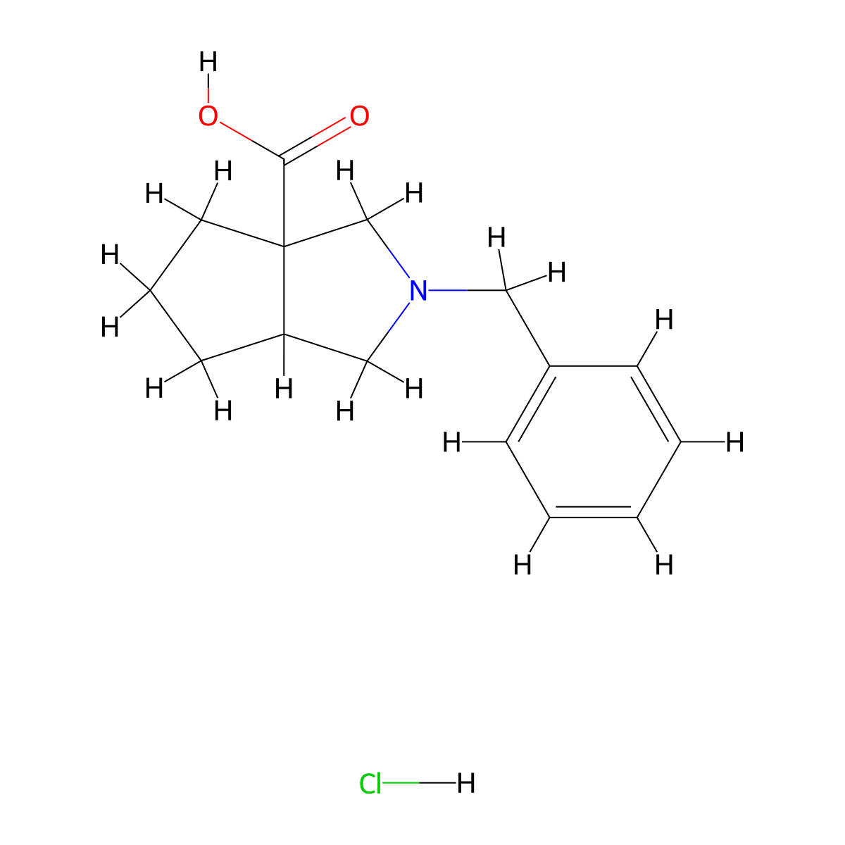 2-Benzyl-octahydrocyclopenta[c]pyrrole-3a-carboxylic acid hydrochloride molecular structure, CAS 2803455-93-6