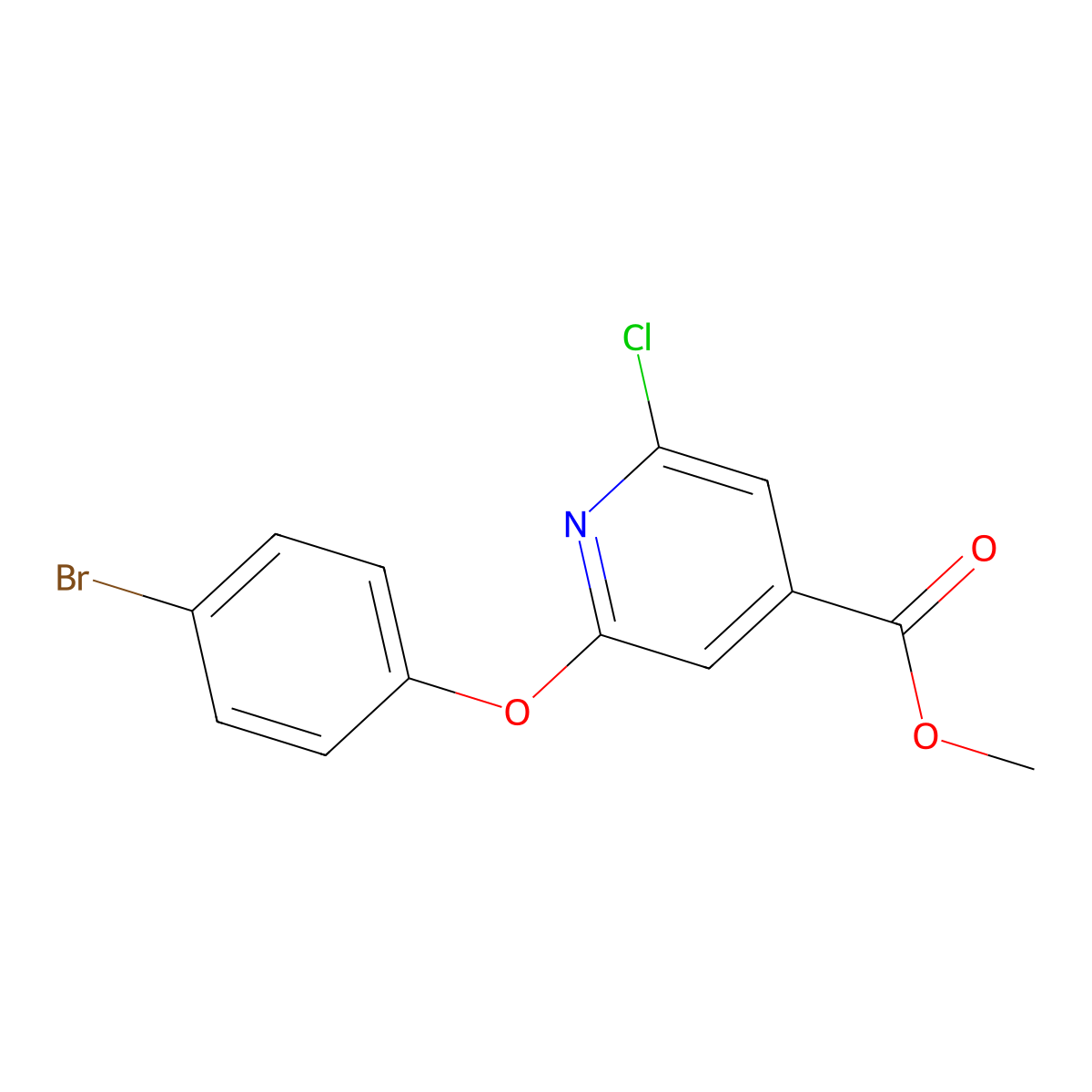 Methyl 2-(4-bromophenoxy)-6-chloroisonicotinate molecular structure, CAS 2803456-16-6