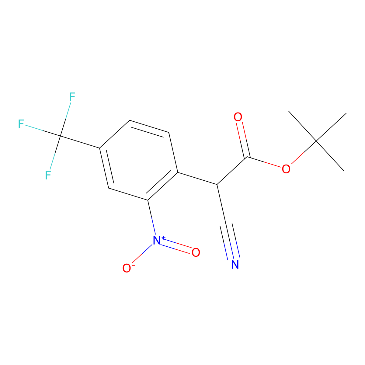 tert-Butyl 2-cyano-2-[2-nitro-4-(trifluoromethyl)phenyl]acetate molecular structure, CAS 2803456-26-8