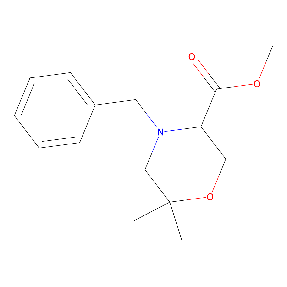 Methyl 4-benzyl-6,6-dimethylmorpholine-3-carboxylate molecular structure, CAS 2803456-58-6