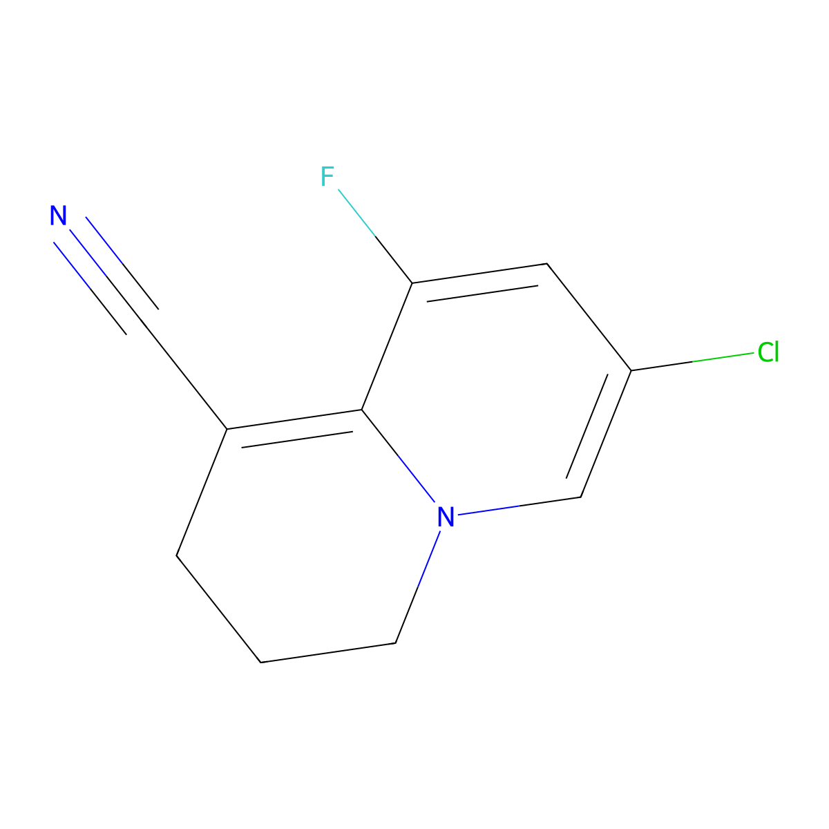7-Chloro-9-fluoro-3,4-dihydro-2H-quinolizine-1-carbonitrile molecular structure, CAS 2803456-62-2