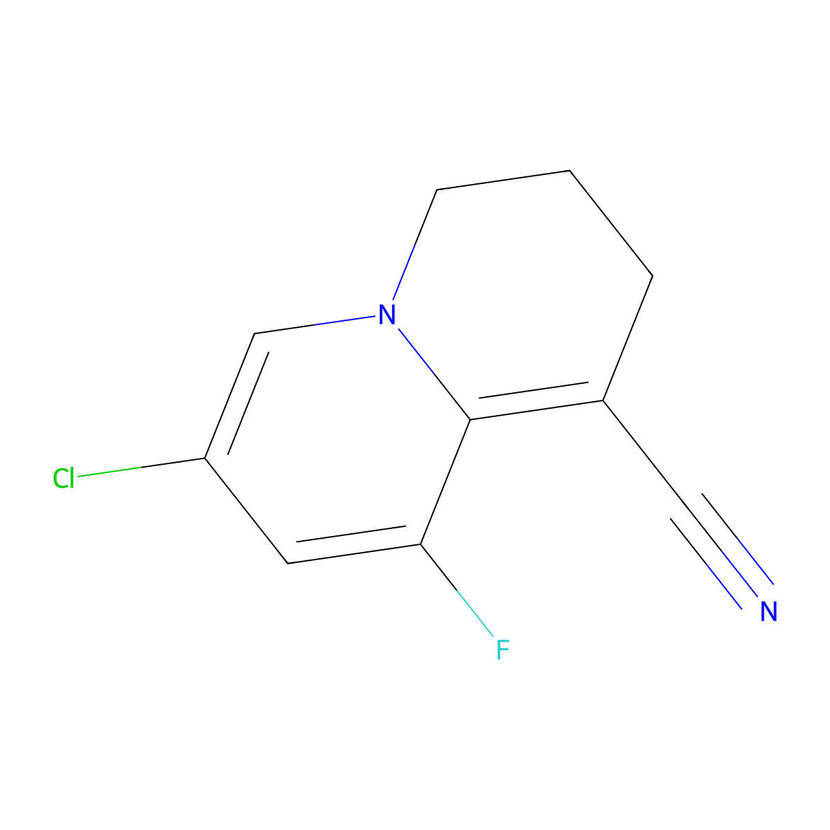 7-Chloro-9-fluoro-3,4-dihydro-2H-quinolizine-1-carbonitrile molecular structure, CAS 2803456-62-2