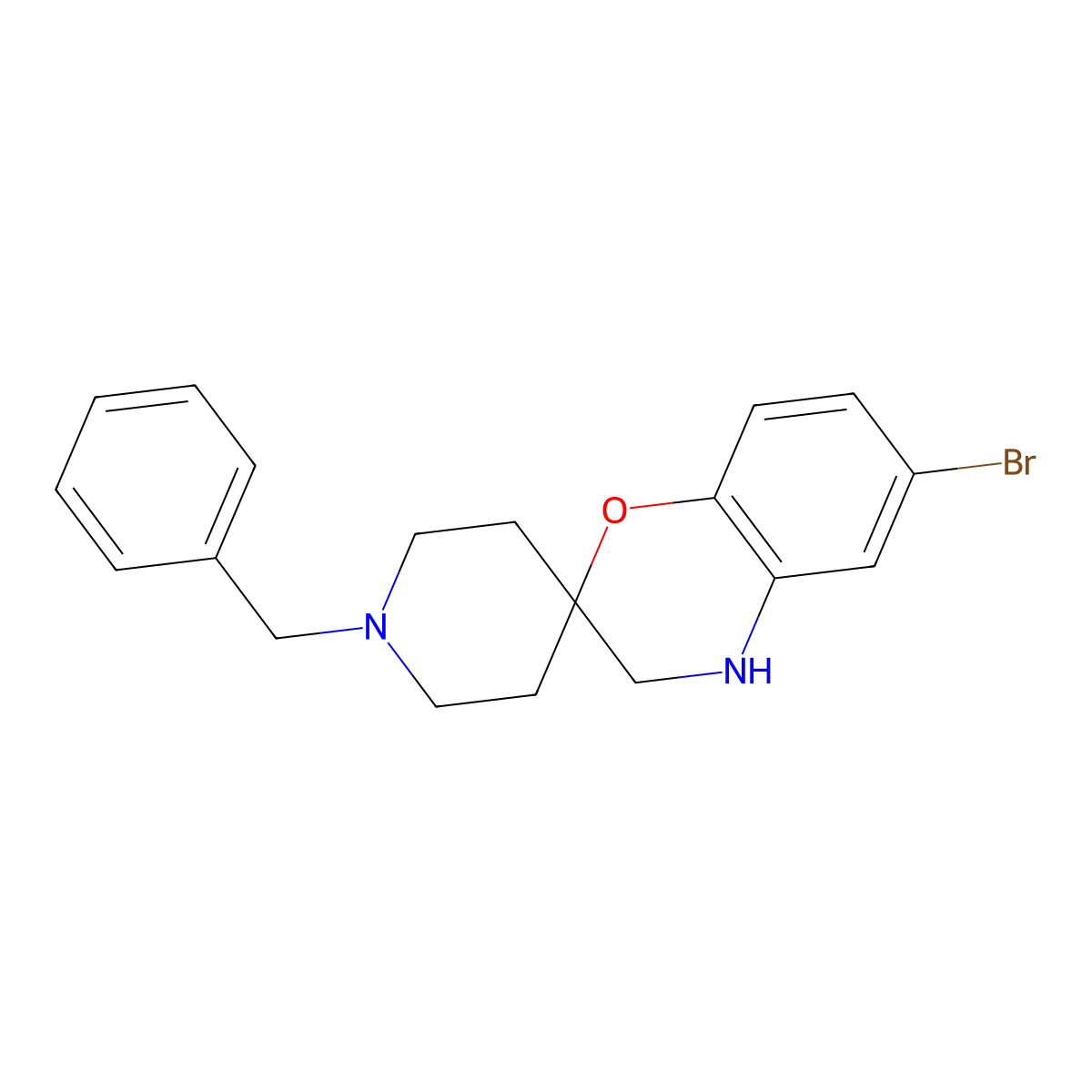 1'-Benzyl-6-bromospiro[3,4-dihydro-1,4-benzoxazine-2,4'-piperidine] molecular structure, CAS 2803457-05-6