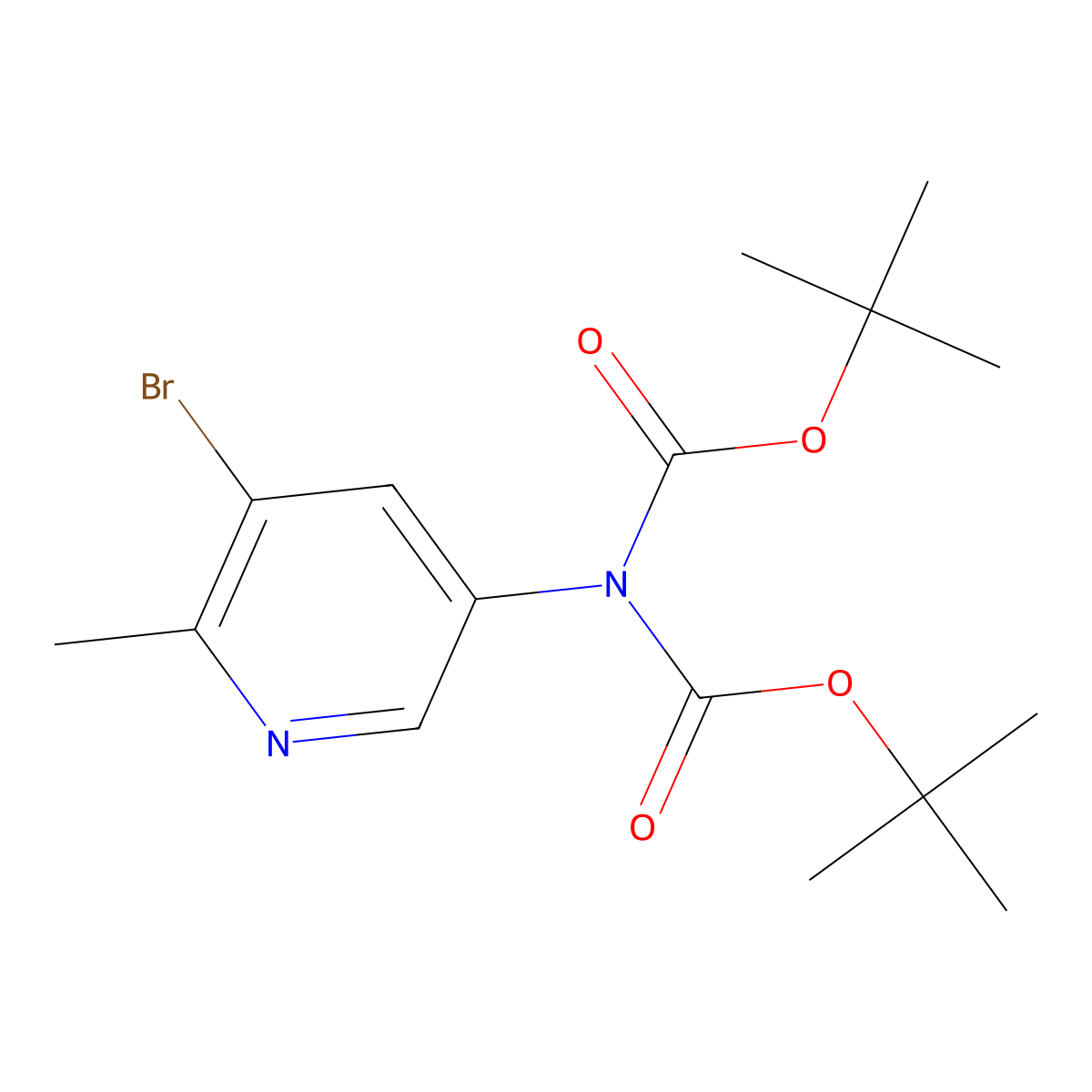 tert-Butyl (5-bromo-6-methylpyridin-3-yl)(tert-butoxycarbonyl)carbamate molecular structure, CAS 2803457-06-7