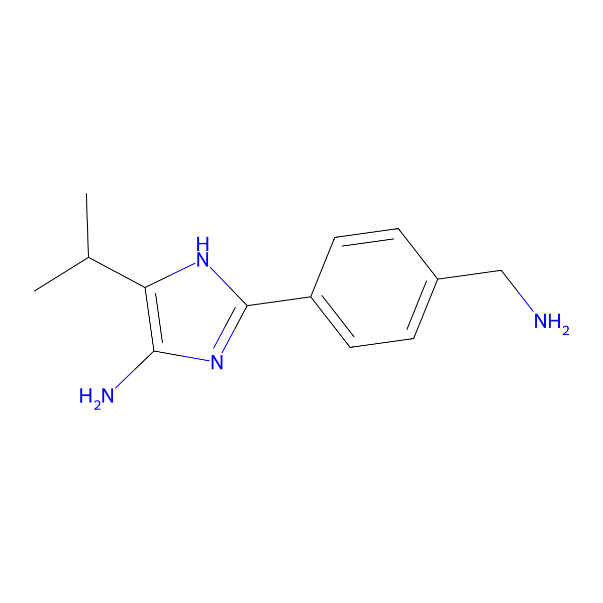 2-[4-(aminomethyl)phenyl]-5-propan-2-yl-1H-imidazol-4-amine molecular structure, CAS 2803457-14-7