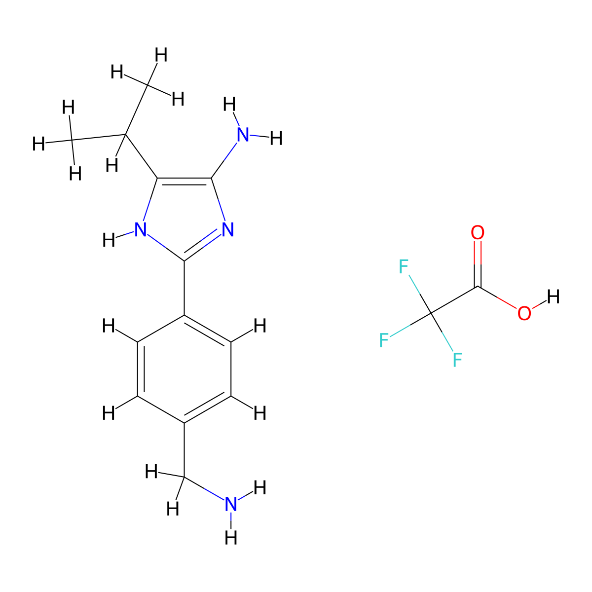 2-[4-(aminomethyl)phenyl]-5-propan-2-yl-1H-imidazol-4-amine;2,2,2-trifluoroacetic acid molecular structure, CAS 2803457-15-8