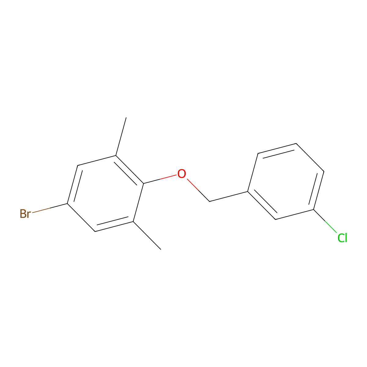5-Bromo-2-((3-chlorobenzyl)oxy)-1,3-dimethylbenzene molecular structure, CAS 2803460-68-4