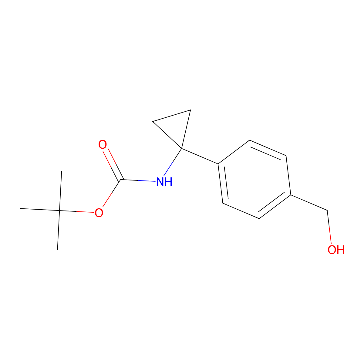 tert-Butyl (1-(4-(hydroxymethyl)phenyl)cyclopropyl)carbamate molecular structure, CAS 2803460-75-3