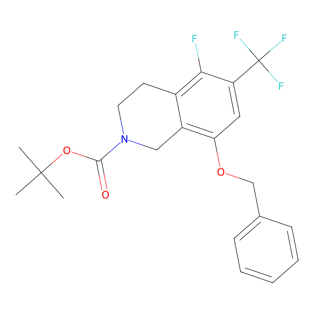 tert-butyl 5-fluoro-8-phenylmethoxy-6-(trifluoromethyl)-3,4-dihydro-1H-isoquinoline-2-carboxylate molecular structure, CAS 2803460-77-5