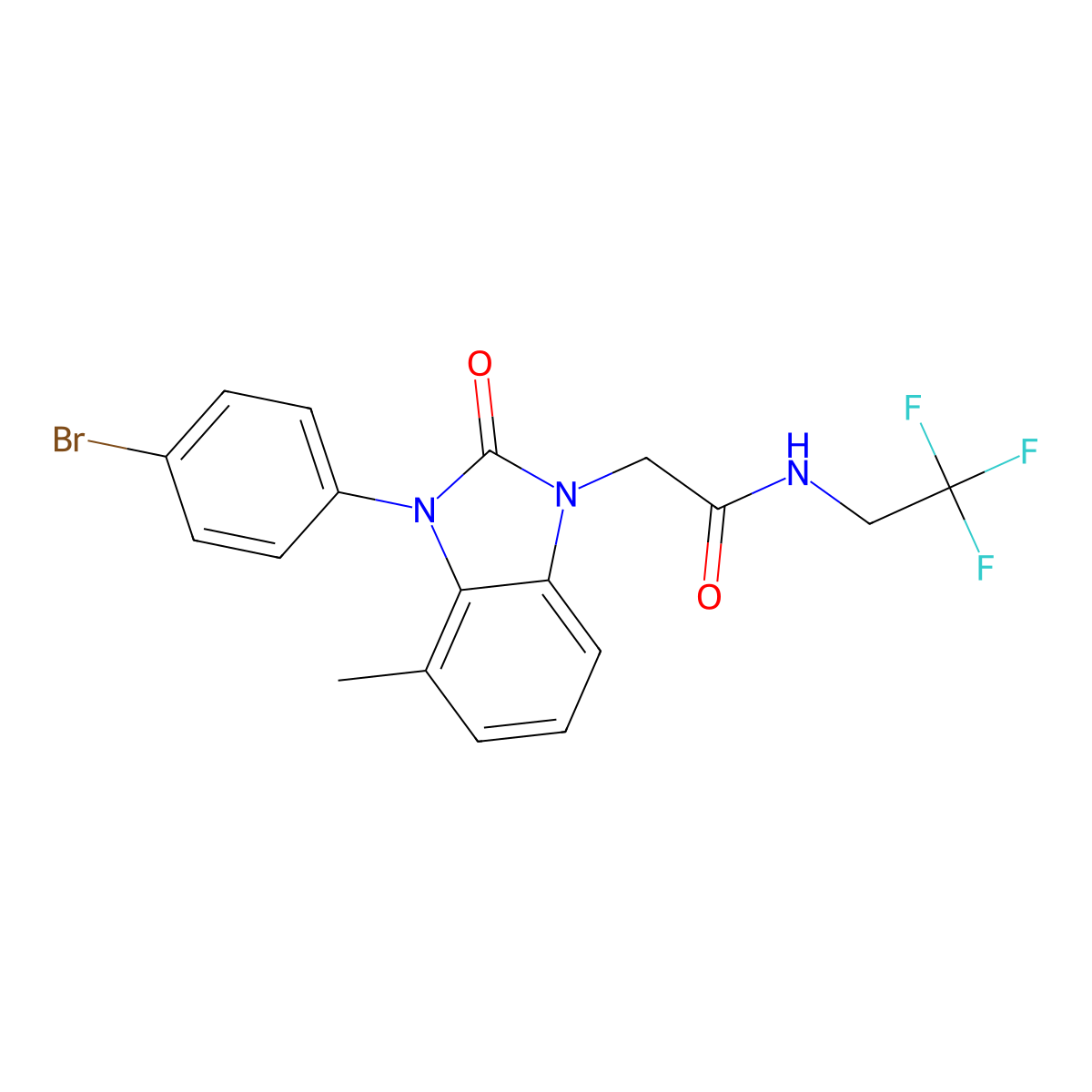 2-(3-(4-Bromophenyl)-4-methyl-2-oxo-2,3-dihydro-1H-benzo[d]imidazol-1-yl)-N-(2,2,2-trifluoroethyl)acetamide molecular structure, CAS 2803461-30-3