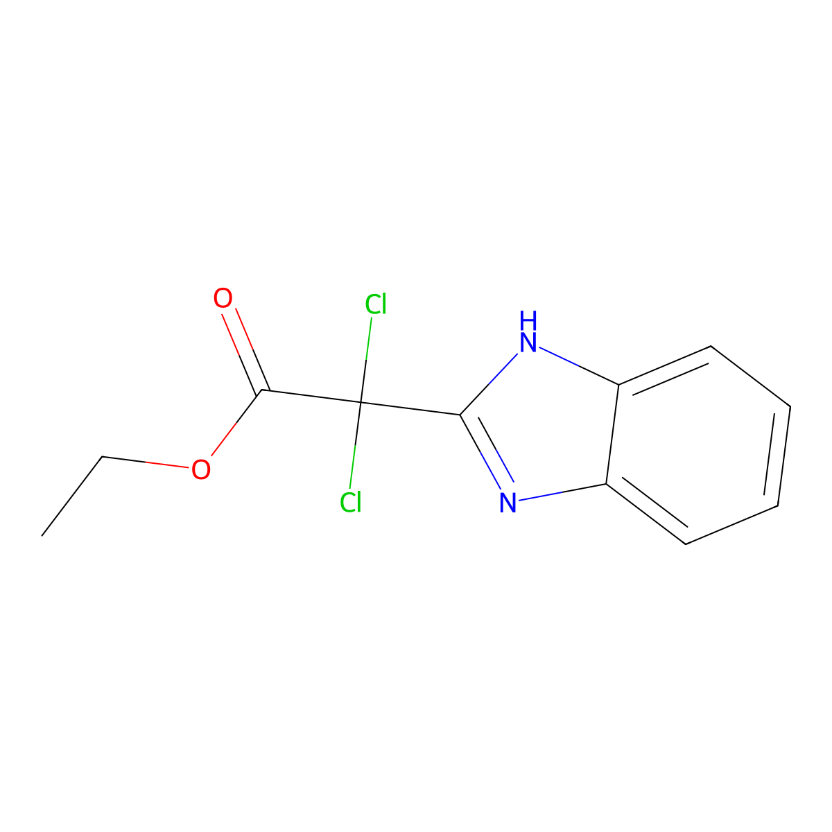 Ethyl 2-(1H-1,3-benzodiazol-2-yl)-2,2-dichloroacetate molecular structure, CAS 2803461-52-9