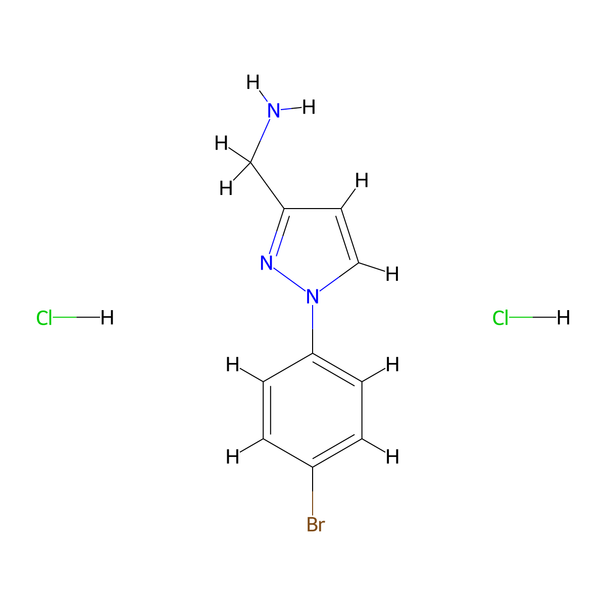 (1-(4-Bromophenyl)-1H-pyrazol-3-yl)methanamine dihydrochloride molecular structure, CAS 2803461-88-1