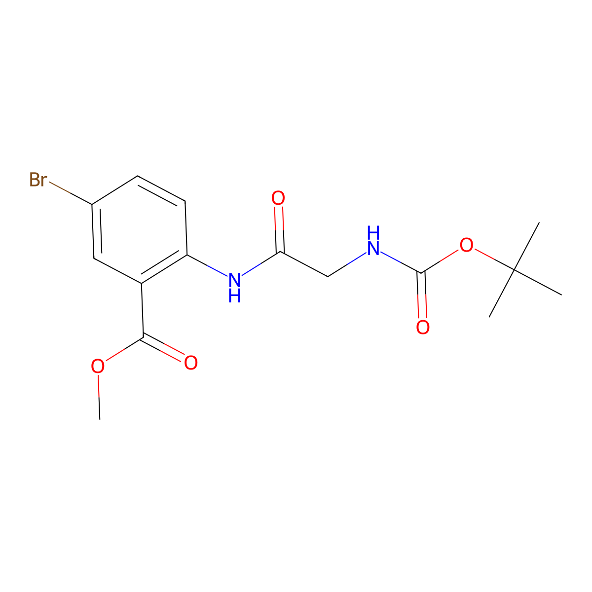 Methyl 5-bromo-2-[[2-[(2-methylpropan-2-yl)oxycarbonylamino]acetyl]amino]benzoate molecular structure, CAS 2803467-40-3