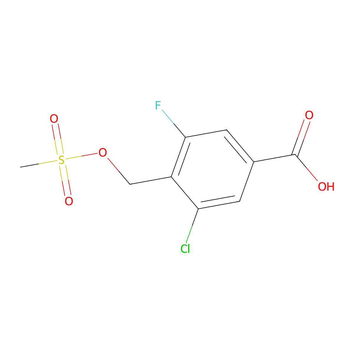 3-Chloro-5-fluoro-4-(methylsulfonyloxymethyl)benzoic acid molecular structure, CAS 2803476-45-9